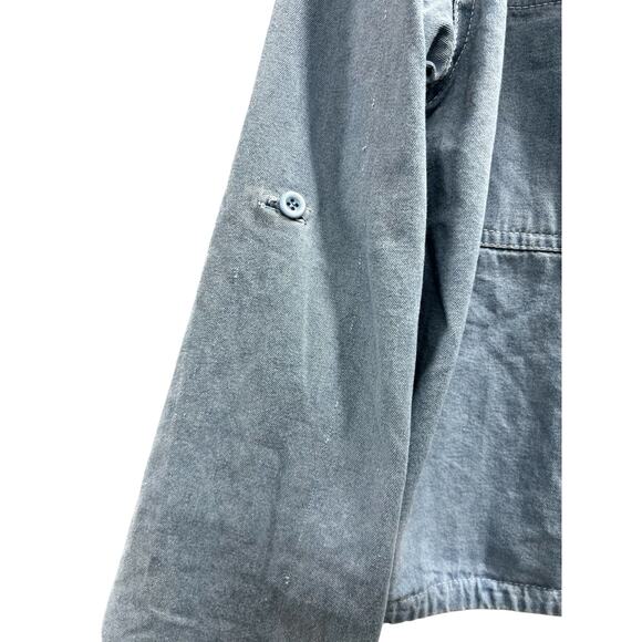 KWOKI FASHION Blue chambray long sleeve drawstring tab back sleeves NWT SZ L - Picture 3 of 6